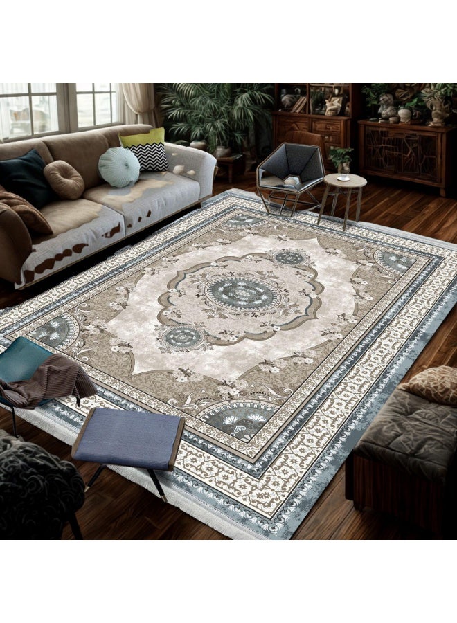 SMART HOME Large padded floor mat with a soft velvet surface and non-slip backing - Living room rug - Majlis rug - Lounge rug - Luxurious decorative rug - Elegant rug with modern patterns for living rooms and majlis - Size 350x250 cm - Suitable for everyday use and entertaining - Image 5